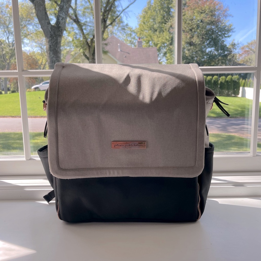 Petunia Pickle Bottom Boxy Backpack in Sand/Black